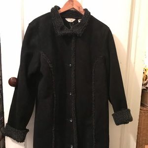 NWT LL Bean Black Sherpa Lined Long Coat